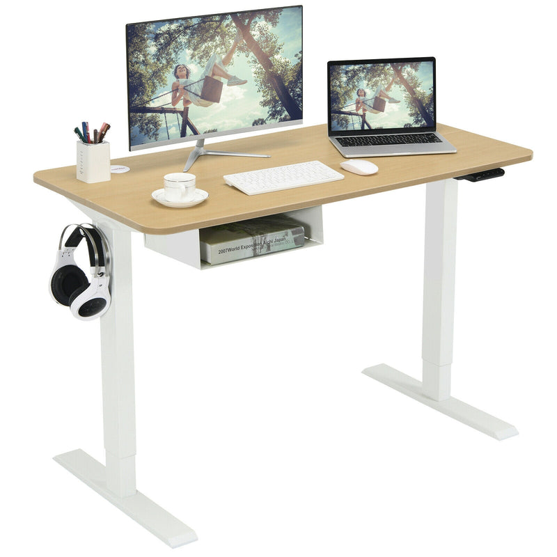 48 Inches Electric Standing Adjustable Desk with Control Panel and USB Port-Beige