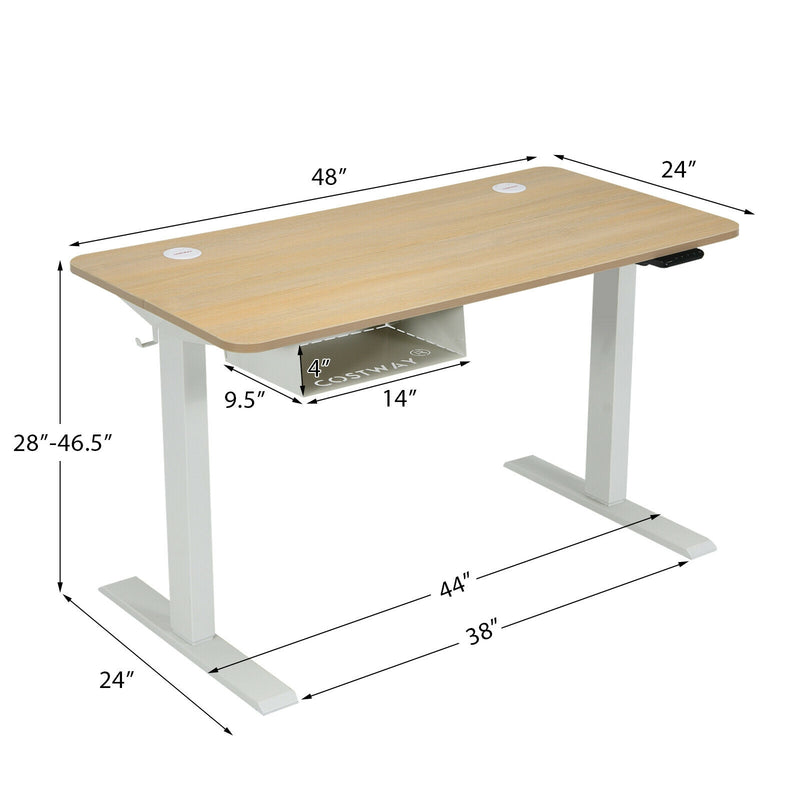 48 Inches Electric Standing Adjustable Desk with Control Panel and USB Port-Beige