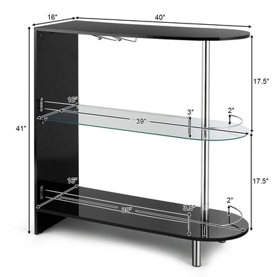 2-holder Bar Table with Tempered Glass Shelf