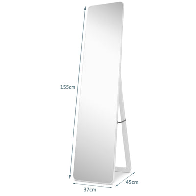 Full Length Frameless Wall Mountable Floor Mirror-White