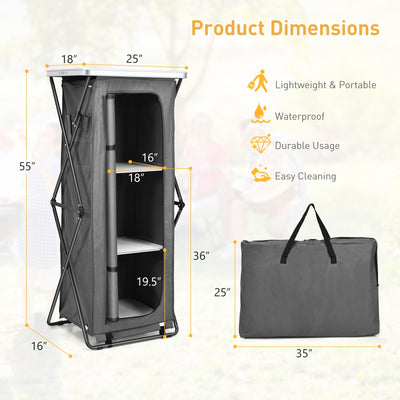 Folding Pop-Up Cupboard Compact Camping Storage Cabinet with Bag-XL