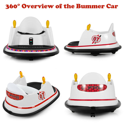 6V Kids Ride On Bumper Car 360-Degree Spin Race Toy with Remote Control-White