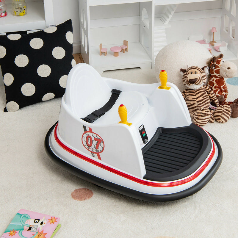 6V Kids Ride On Bumper Car 360-Degree Spin Race Toy with Remote Control-White