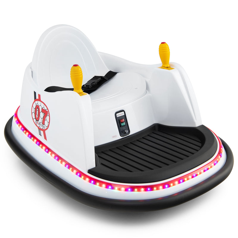 6V Kids Ride On Bumper Car 360-Degree Spin Race Toy with Remote Control-White