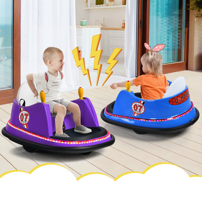 12V Electric Kids Ride On Bumper Car with Flashing Lights for Toddlers-Purple