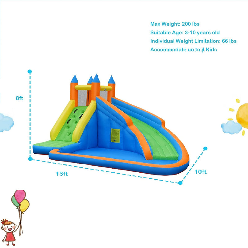 Kids Inflatable Water Slide Bouncing House with Carrying Bag and 480W Blower