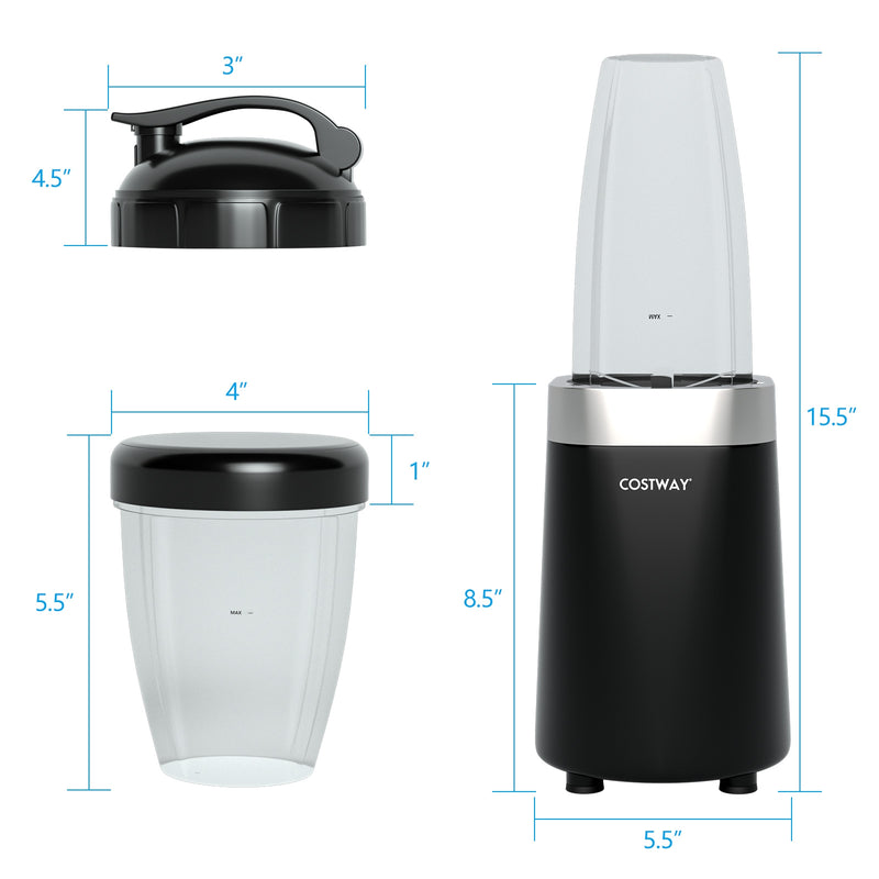 1000W Portable Blender with 6-Blade Design-Black