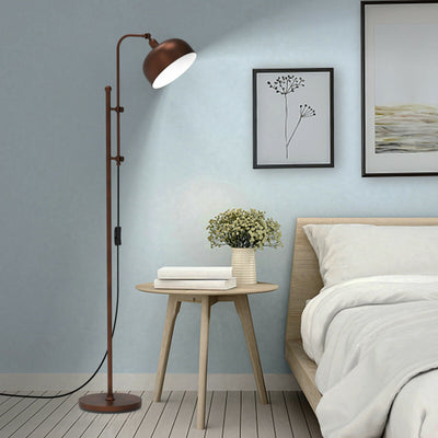 Industrial Floor Standing Pole Lamp with Adjustable Lamp Head