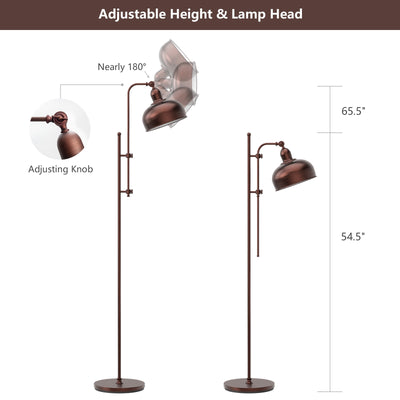 Industrial Floor Standing Pole Lamp with Adjustable Lamp Head