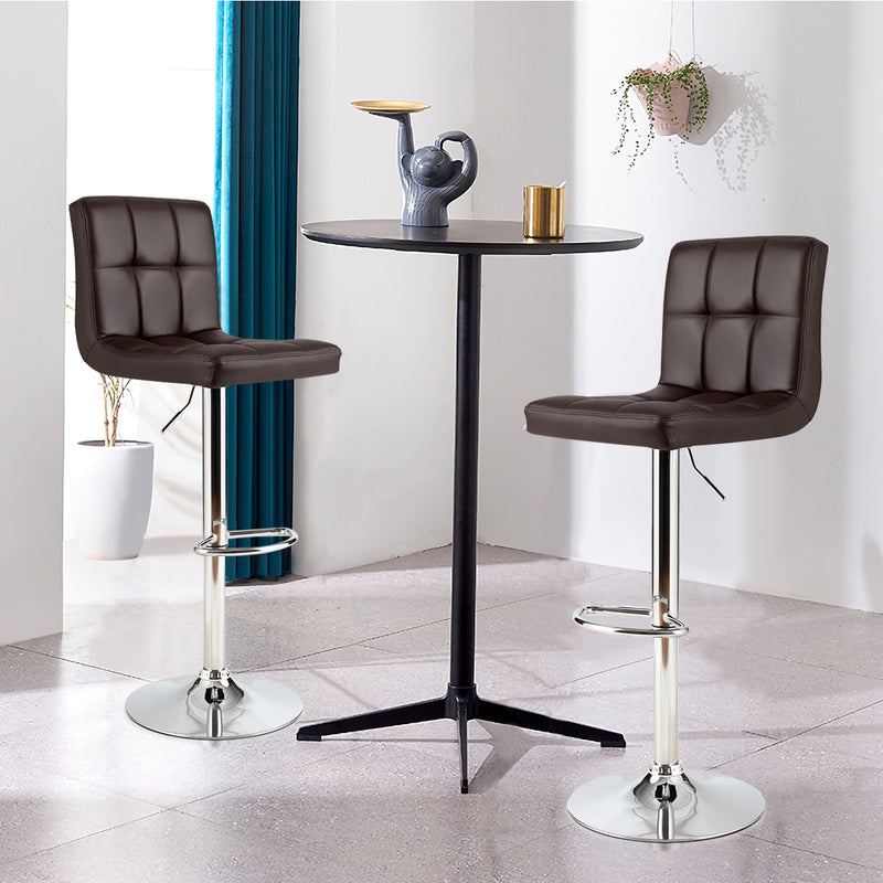 Adjustable Swivel Bar Stool with PU Leather-Brown