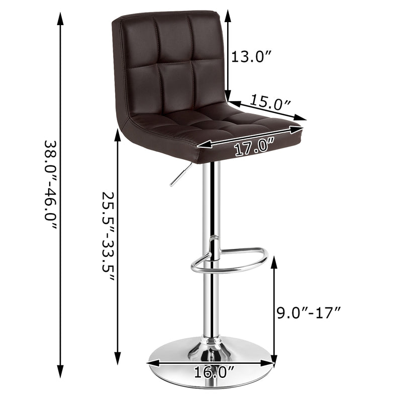 Adjustable Swivel Bar Stool with PU Leather-Brown