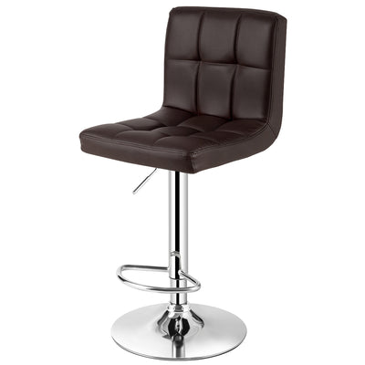 Adjustable Swivel Bar Stool with PU Leather-Brown