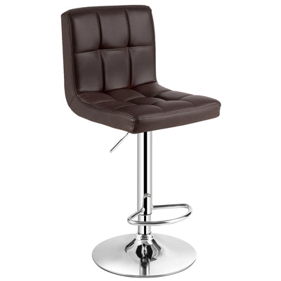 Adjustable Swivel Bar Stool with PU Leather-Brown