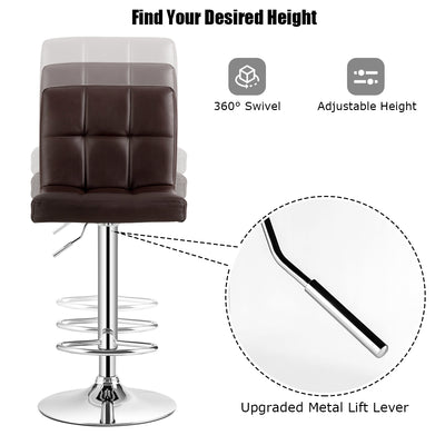 Adjustable Swivel Bar Stool with PU Leather-Brown