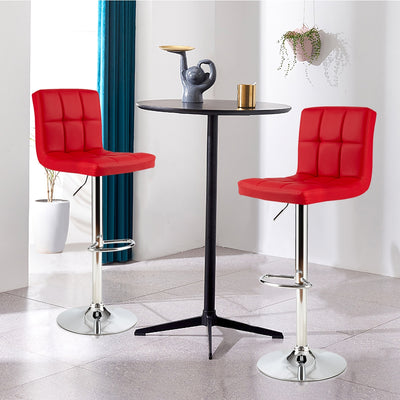 Adjustable Swivel Bar Stool with PU Leather-Red