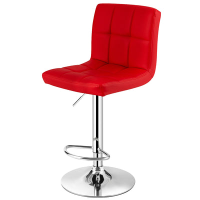 Adjustable Swivel Bar Stool with PU Leather-Red