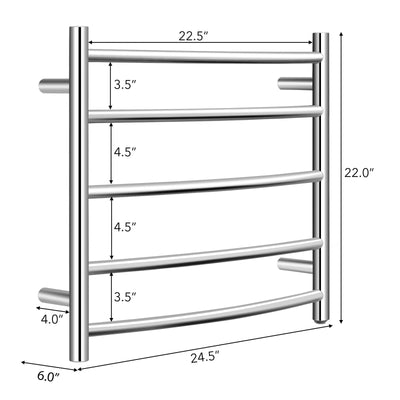 Electric Heated Towel Warmer Wall Mount Drying Rack 304 Stainless Steel