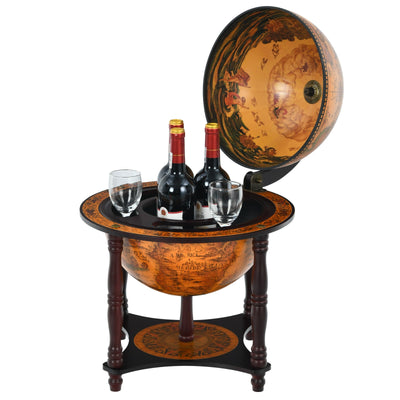 23 Inch Globe Wine Bar Stand for Dining Room and Living Room-Brown