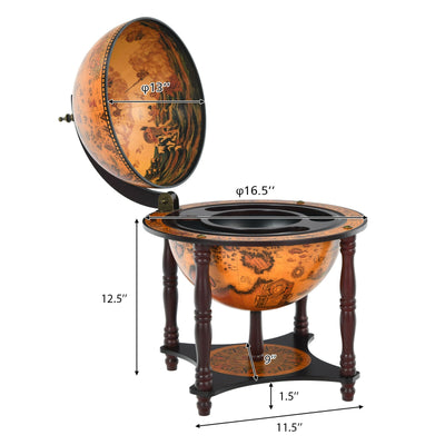 23 Inch Globe Wine Bar Stand for Dining Room and Living Room-Brown