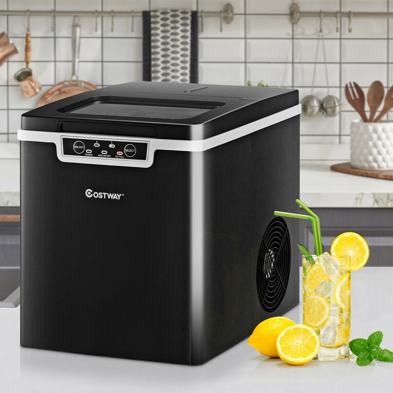 Ice Maker Machine with Scoop & Basket Black