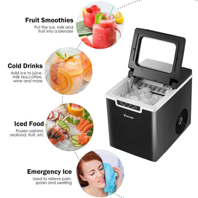 Ice Maker Machine with Scoop & Basket Black