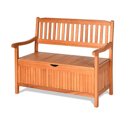 33 Gallon Wooden Storage Bench with Liner for Patio Garden Porch