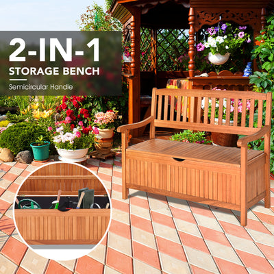 33 Gallon Wooden Storage Bench with Liner for Patio Garden Porch