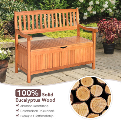 33 Gallon Wooden Storage Bench with Liner for Patio Garden Porch