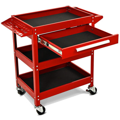 Rolling Tool Cart Mechanic Cabinet Storage ToolBox Organizer with Drawer-Red