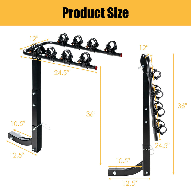 3/4-Bike Hitch Mount Rack with Safety Strap for Car Truck SUV-4-Bike