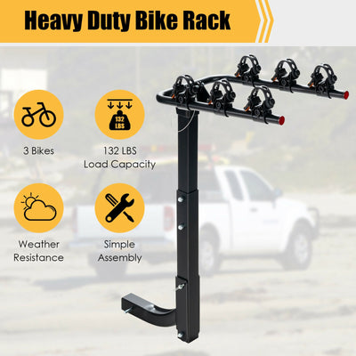 3/4-Bike Hitch Mount Rack with Safety Strap for Car Truck SUV-3-Bike