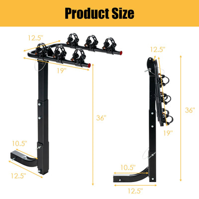 3/4-Bike Hitch Mount Rack with Safety Strap for Car Truck SUV-3-Bike