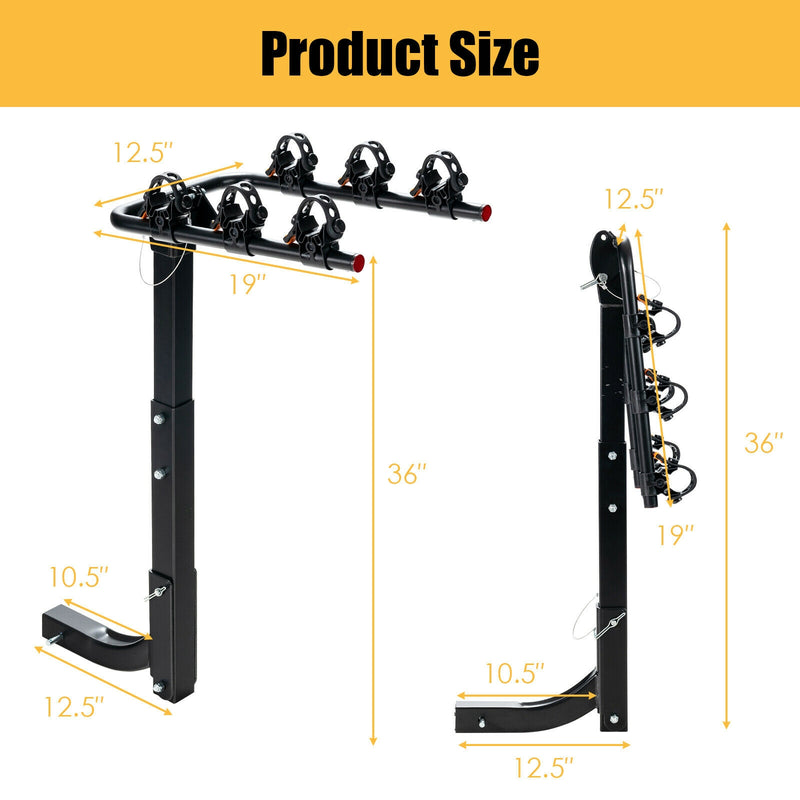 3/4-Bike Hitch Mount Rack with Safety Strap for Car Truck SUV-3-Bike