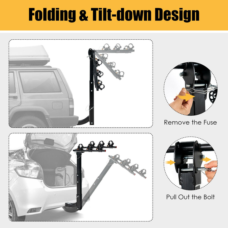 3/4-Bike Hitch Mount Rack with Safety Strap for Car Truck SUV-3-Bike