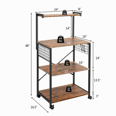 4-Tier Kitchen Baker’s Rack on Wheels