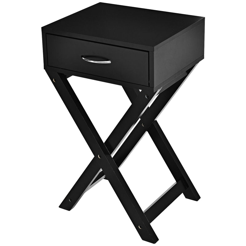 X-Shape Modern Accent Side End Table-Black