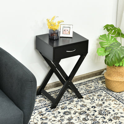 X-Shape Modern Accent Side End Table-Black