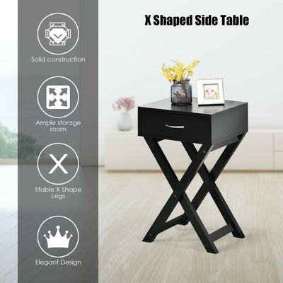 X-Shape Modern Accent Side End Table-Black