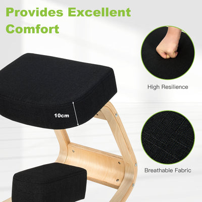 Ergonomic Kneeling Chair Rocking Office Desk Stool Upright Posture-Black