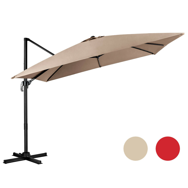 10 x 10 Feet Cantilever Offset Square Patio Umbrella with 3 Tilt Settings-Tan