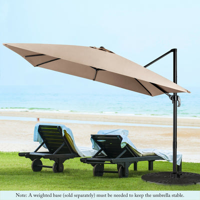 10 x 10 Feet Cantilever Offset Square Patio Umbrella with 3 Tilt Settings-Tan