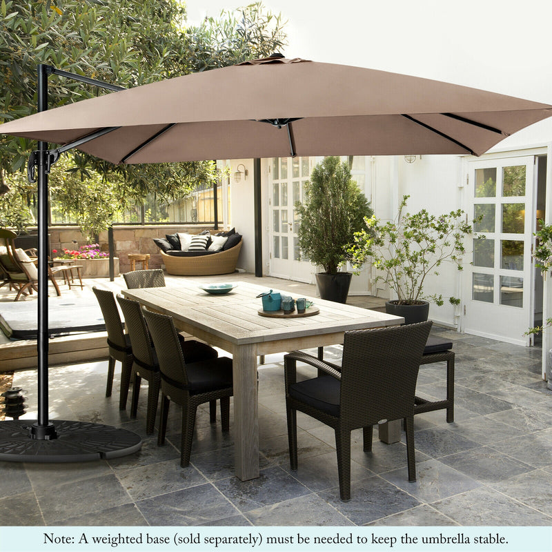 10 x 10 Feet Cantilever Offset Square Patio Umbrella with 3 Tilt Settings-Tan