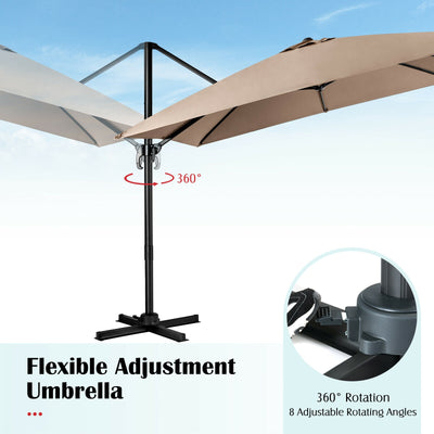 10 x 10 Feet Cantilever Offset Square Patio Umbrella with 3 Tilt Settings-Tan