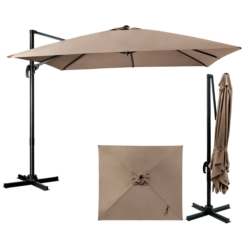 10 x 10 Feet Cantilever Offset Square Patio Umbrella with 3 Tilt Settings-Tan