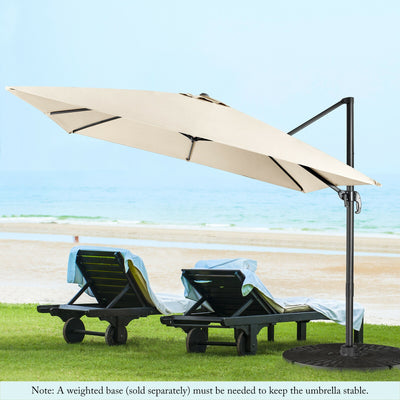 10 x 10 Feet Cantilever Offset Square Patio Umbrella with 3 Tilt Settings-Beige