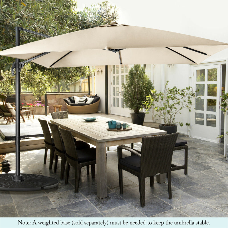 10 x 10 Feet Cantilever Offset Square Patio Umbrella with 3 Tilt Settings-Beige