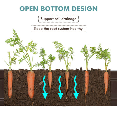 Raised Garden Bed Kit Outdoor Planter Box with Open Bottom Design and Optional Setup Shapes-Brown