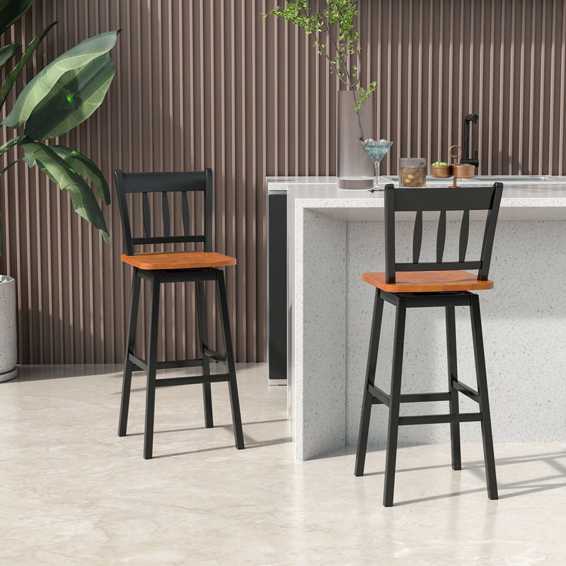 30.5 Inches Set of 2 Swivel Bar Stools with 360° Swiveling-Black