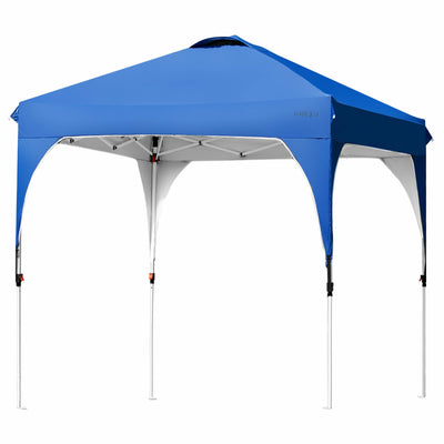 6.6 x 6.6 FT Pop Up Height Adjustable Canopy Tent with Roller Bag-Blue