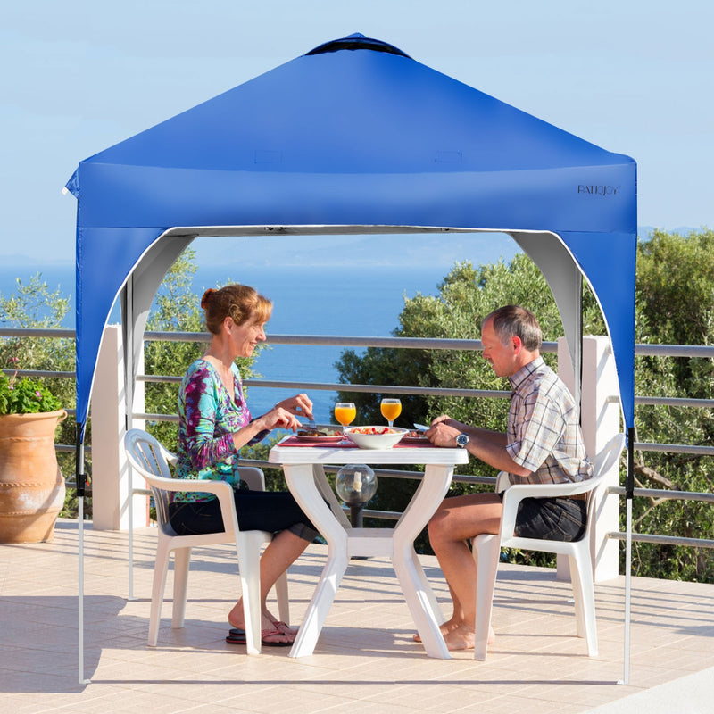 6.6 x 6.6 FT Pop Up Height Adjustable Canopy Tent with Roller Bag-Blue